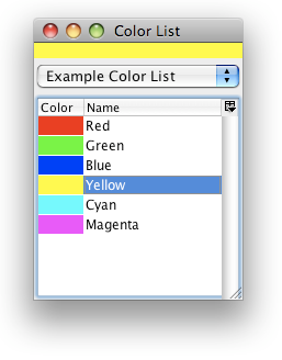 The example color list
