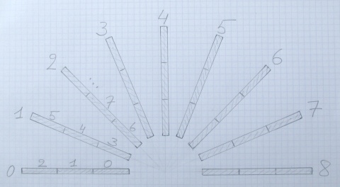 Construction drawing showing the 9 LED bars