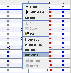 add cues menu option